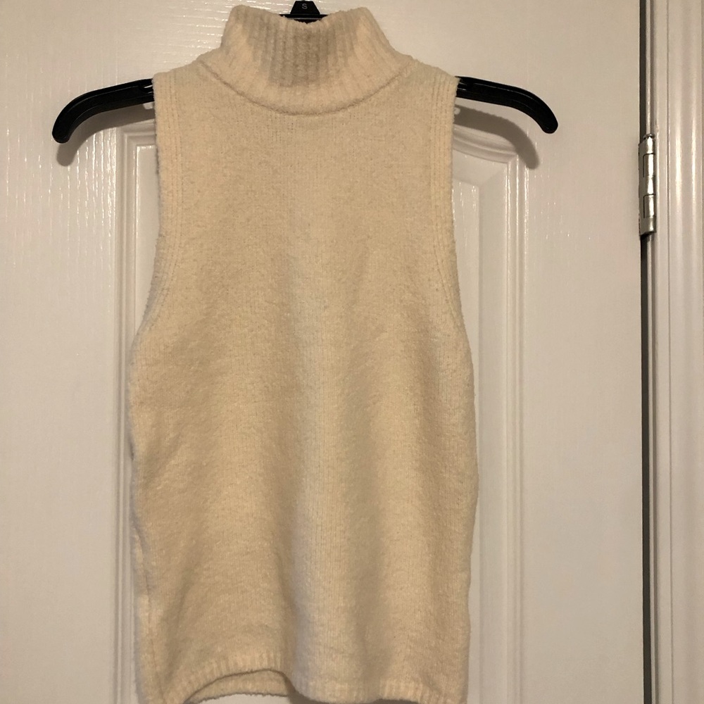 Express sleeveless mock neck sweater.